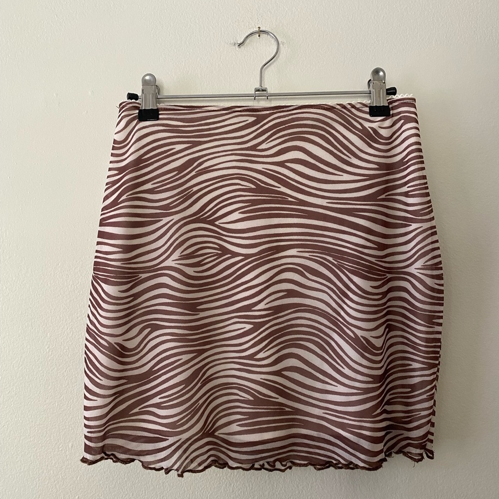 Her Entire Name Says Grace Brown & White Mesh Mini skirt small